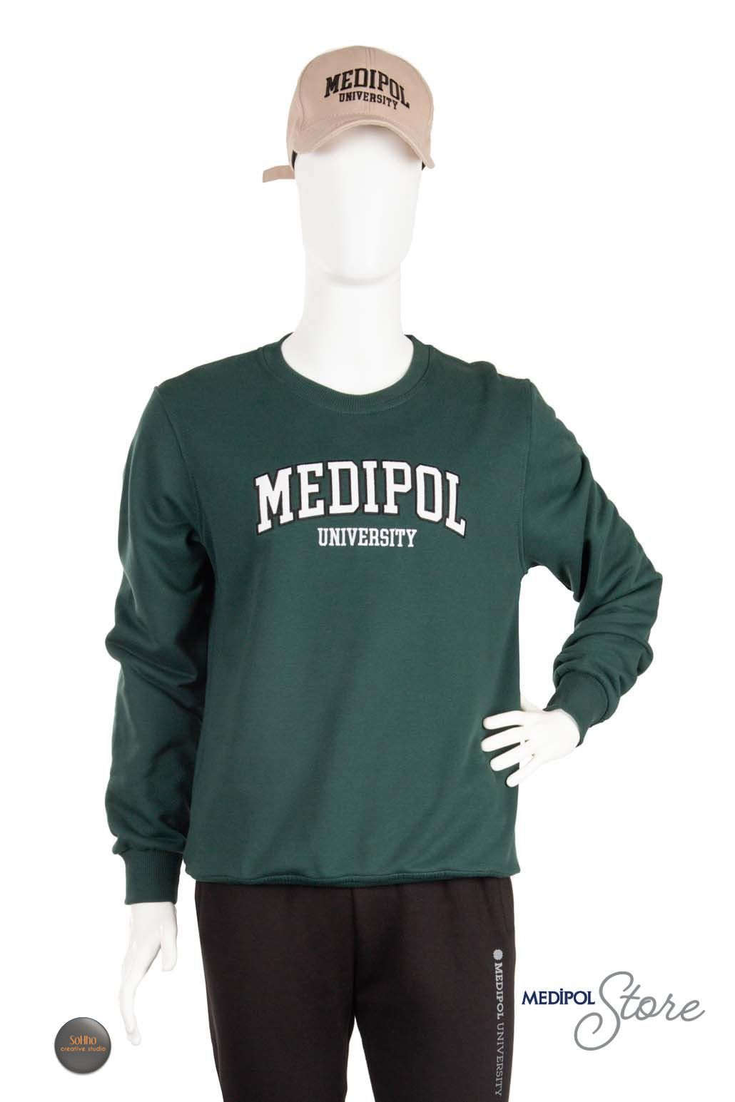 Bisiklet Yaka Sweatshirt NEFTİ - XS