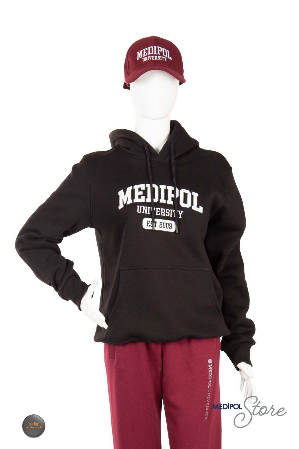 Kapşonlu Sweatshirt SİYAH - 4XL